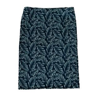 LOFT Skirt Black w/ Green Leaf Print Size S